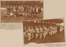 873696 Collage van 2 foto's betreffende de seriewedstrijden georganiseerd door de Utrechtse voetbalclub Velox op het ...